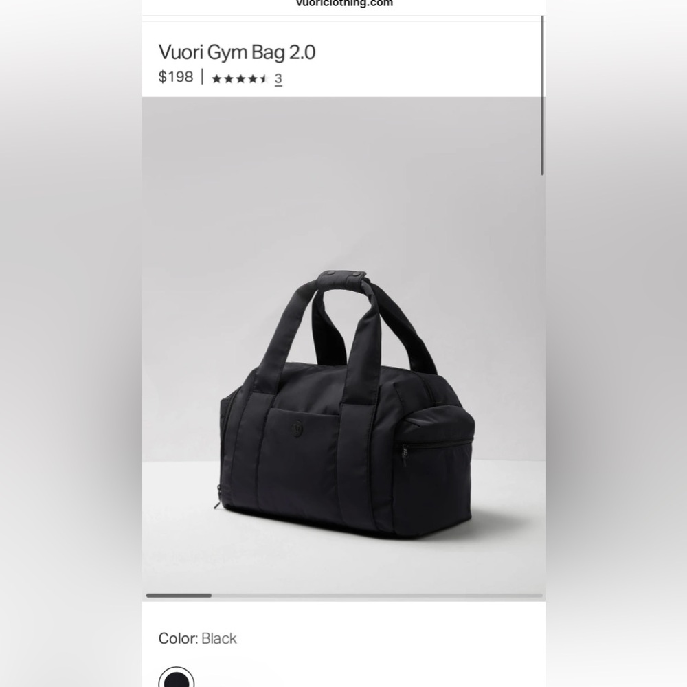 BNWT Vuori Black gym 2.0  Bag with Zipper - Picture 3 of 9